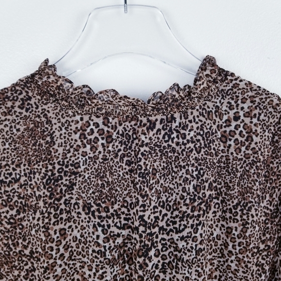 1. STATE Leopard Print Ruffled Smock Waist Midi Evening Dress NWT Medium - Picture 10 of 11